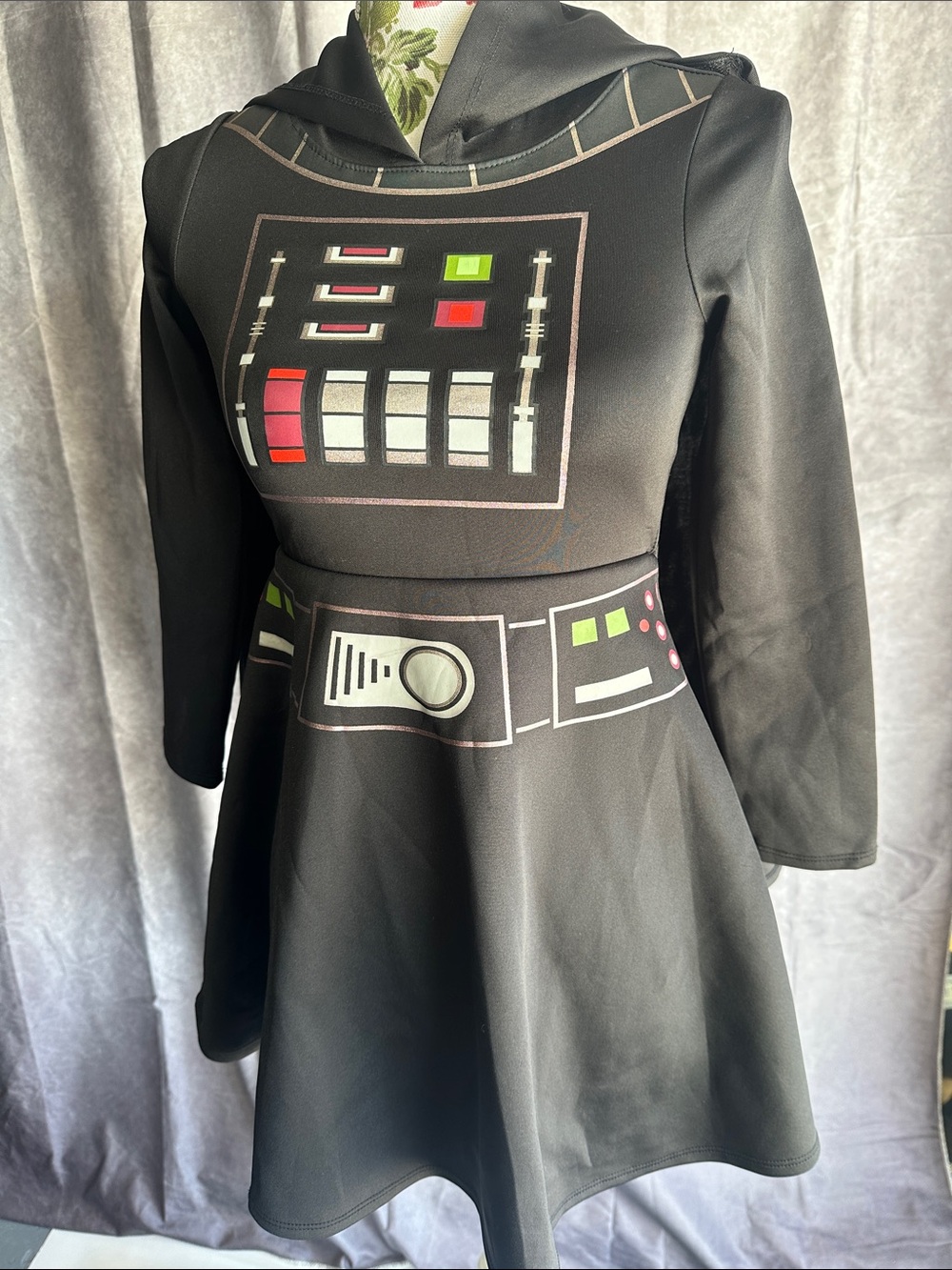Star Wars Darth Vader Black Graphic Hooded Fit & Flare Dress